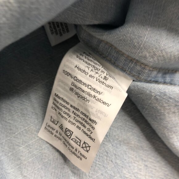 J Crew Shirt Mens Large Blue 100% Cotton Slim Chambray Short Sleeve Button - Picture 5 of 10